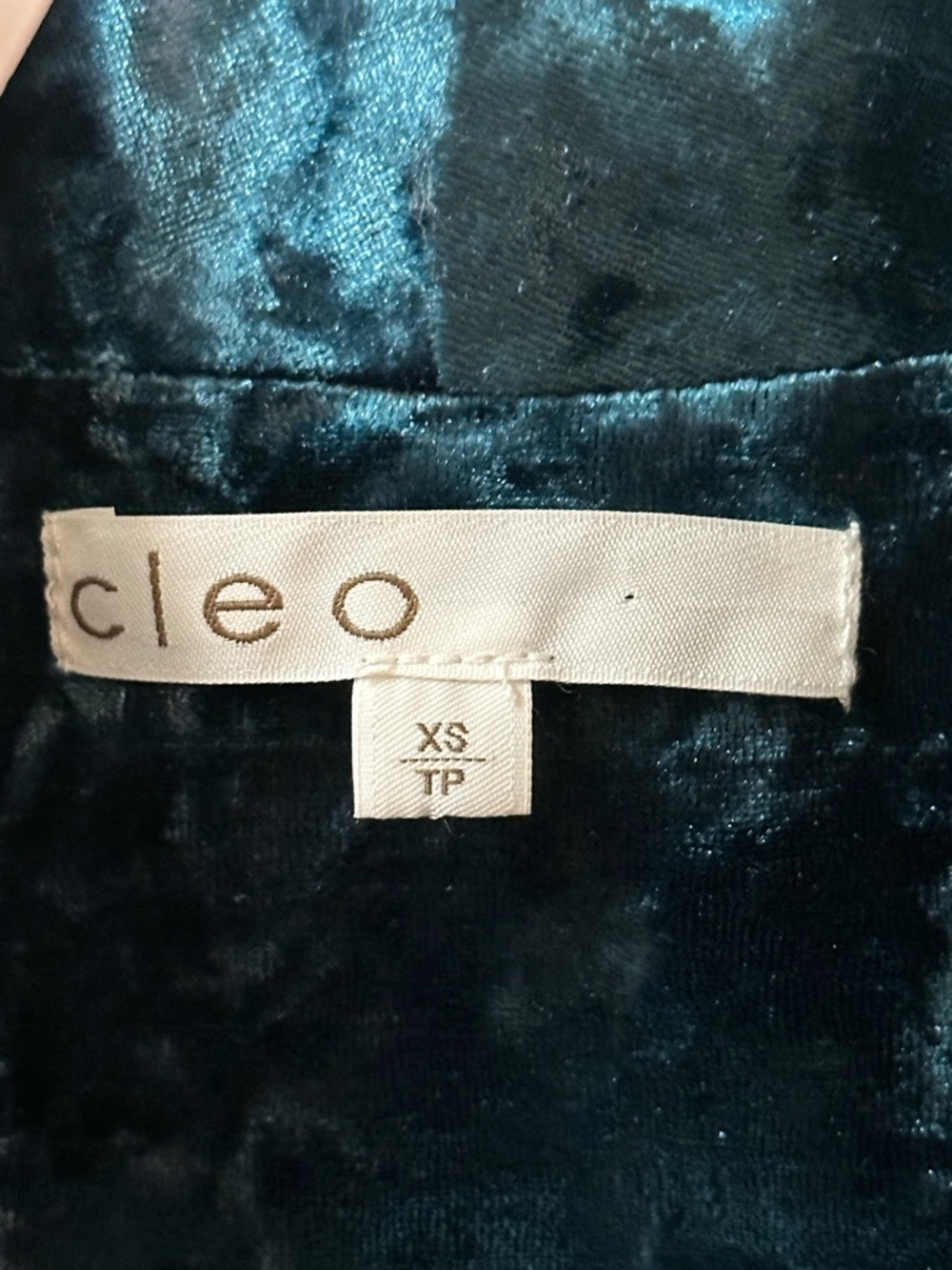 Cleo Teal Crushed Velvet Blazer XS Tailored Stretch Jacket Chic - Picture 2 of 8